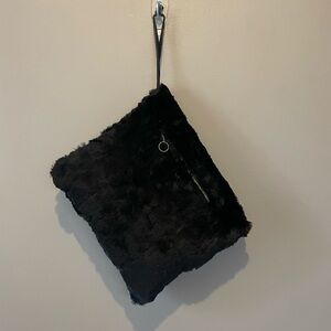 Black Faux Fur Muff w Pocket